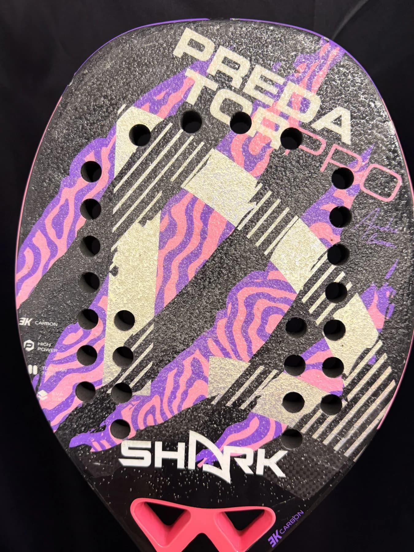Raquete Beach Tennis Shark Predator Pro - Usada - Carbono 3k - miniatura 2