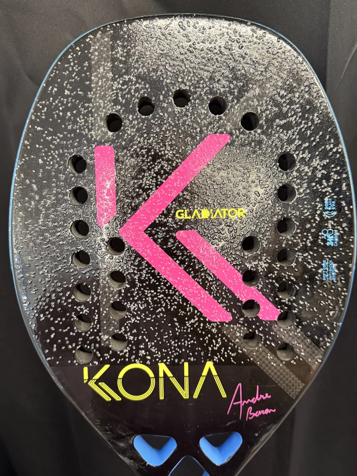 Raquete de Beach Tennis Kona Gladiator - Usada - Carbono 3k - miniatura 3